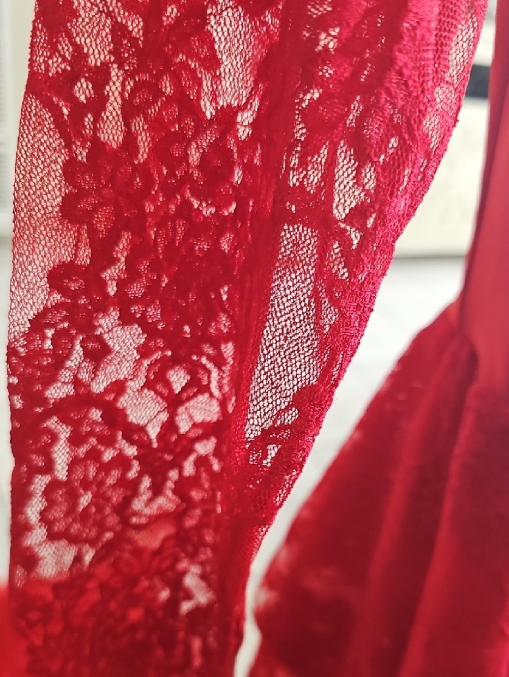 Red Lace Ruffled Bodysuit - Picture 8 of 8